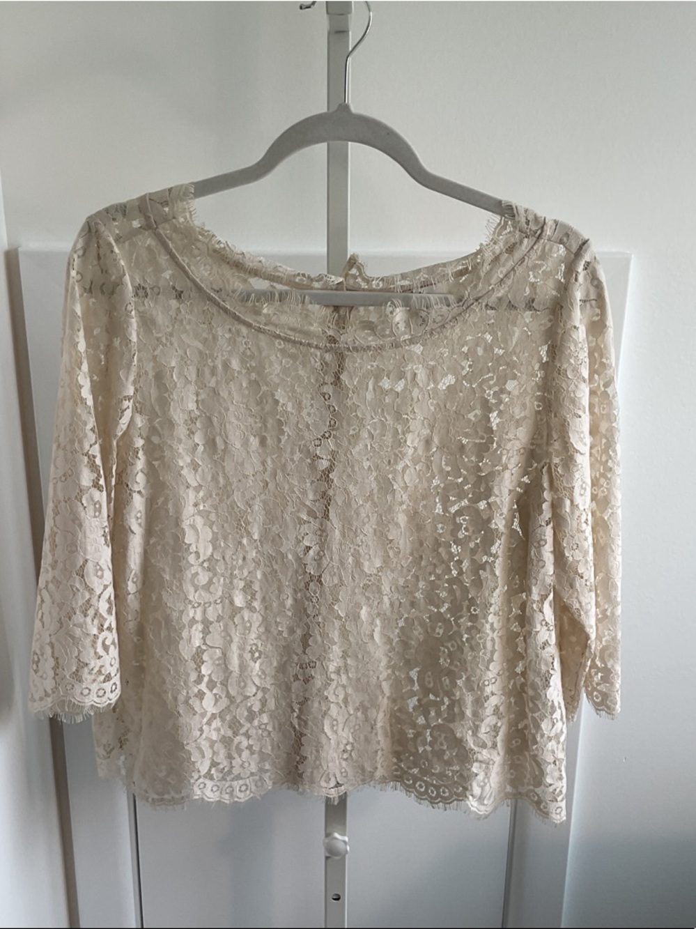 Joie Cream Lace Pullover Blouse Large